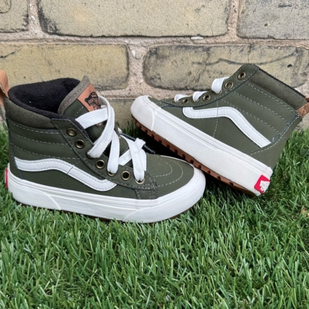 Vans Kids High-Top Sneakers - Olive and White